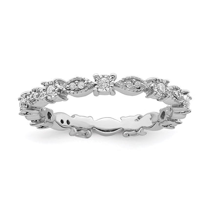 Sterling Silver Stackable Expressions Polished Diamond Ring | QSK652 ,
