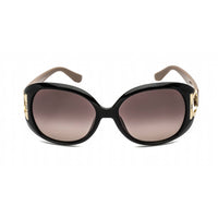 Salvatore Ferragamo Women's Sunglasses - Black/Taupe Oval Plastic Frame | SF668 001 ,