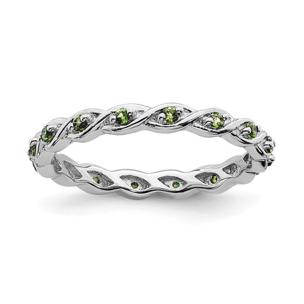 Sterling Silver Stackable Expressions Peridot Ring | QSK1477 ,