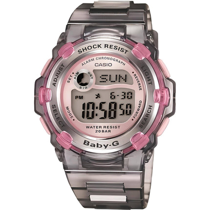 Casio Women's Watch - Baby-G Grey and Pink Digital Dial Strap World Time | BG3000-8 ,