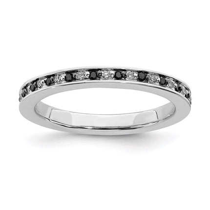 Sterling Silver Stackable Expressions Black & White Diamond Ring | QSK1053 ,