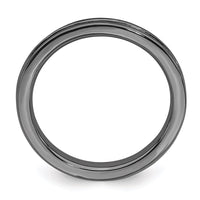 Sterling Silver Stackable Expressions Black-plated Grooved Ring | QSK229 ,