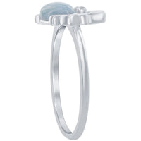 Sterling Silver Larimar Crab Ring, Size 9 ,