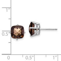 14kw 7mm Cushion Smoky Quartz Earring ,