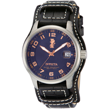 Invicta Men's Quartz Watch - I-Force Blue Dial Steel Case Black Leather Strap | 12972 ,