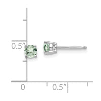 14kw 4mm Round Green Quartz Earrings ,