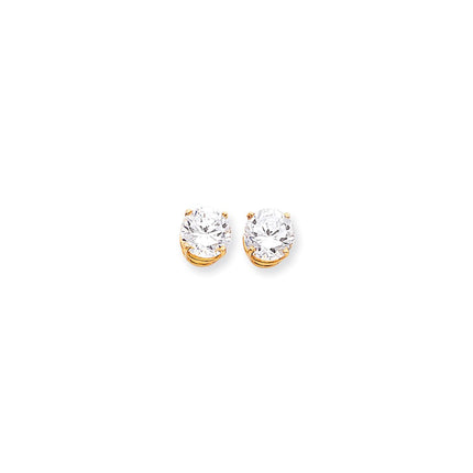 14k 9mm Cubic Zirconia Earrings ,