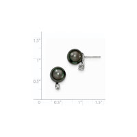 14k WG 9-10mm Round Saltwater Cultured Tahitian Pearl .10ct Dia. Post Earri ,