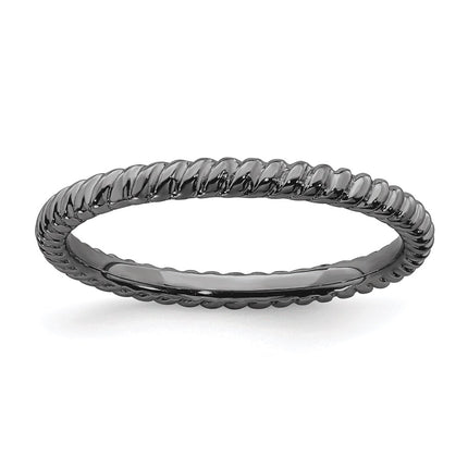 Sterling Silver Stackable Expressions Black-plated Twisted Ring | QSK197 ,