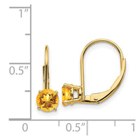 14k 5mm Citrine Leverback Earrings ,