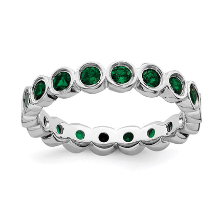 Sterling Silver Stackable Expressions Created Emerald Ring | QSK390 ,