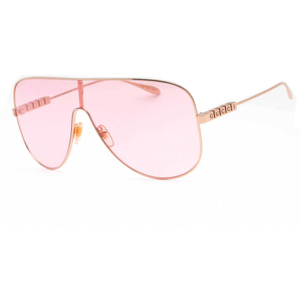 Gucci Women's Sunglasses - Gold Shield Full Rim Metal Frame Pink Lens | GG1436S 004 ,