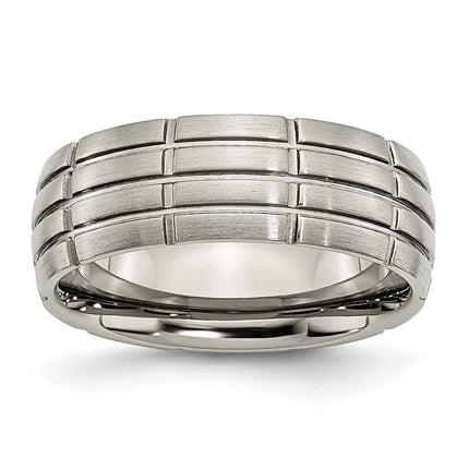 Titanium Grooved 8mm Brushed and Polished Band | TB183 ,