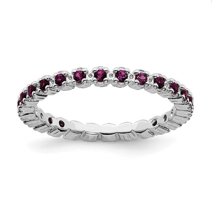 Sterling Silver Stackable Expressions Rhodolite Garnet Ring | QSK355 ,