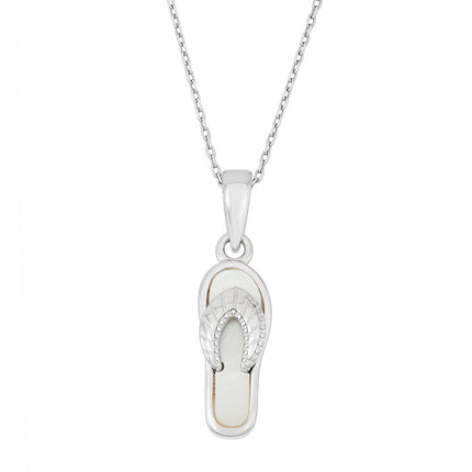 Sterling Silver White MOP Flip-Flop Pendant ,