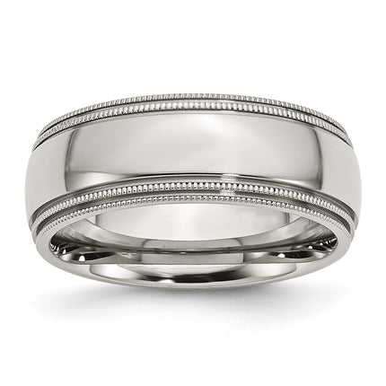 Stainless Steel Grooved and Beaded 8mm Polished Band | SR96 ,