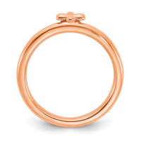 Sterling Silver Stackable Expressions Rose Gold-plated Cross Ring | QSK2047 ,