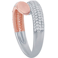 Classic Women's Two-Tone Pave CZ Overlapping Ring - W-2056 ,