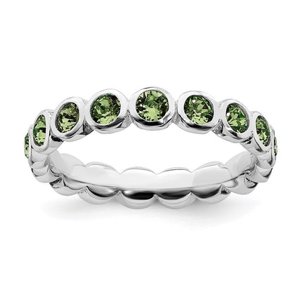 Sterling Silver Stackable Expressions August Swarovski Ring | QSK980 ,