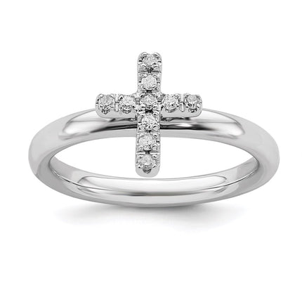 Sterling Silver Stackable Expressions Cross Diamond Ring | QSK334 ,