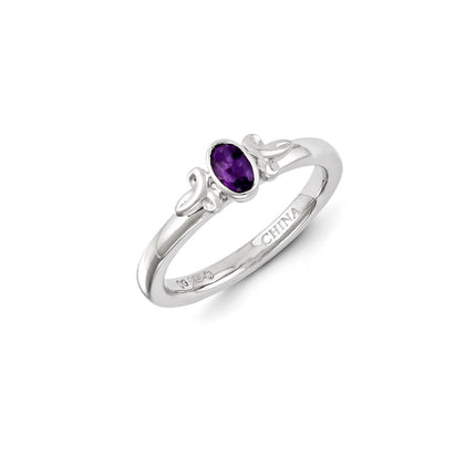 Sterling Silver Stackable Expressions Amethyst Ring | QSK1292 ,