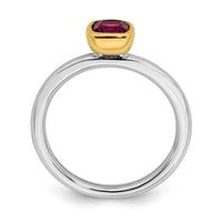 Sterling Silver Stackable Expressions w/Gold-plated Cr. Ruby Ring | QSK1893 ,