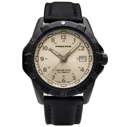 ProTek Men's Watch - Dive Rotating Bezel Automatic Cream Dial Leather Strap | 2217 ,