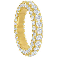 Classic Women's Gold Triple Row White CZ Band - W-2512 ,
