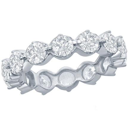 Classic Women's 5mm Round CZ Eternity Band Ring - W-2688 ,