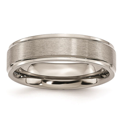 Titanium Ridged Edge 6mm Brushed and Polished Band | TB10 ,