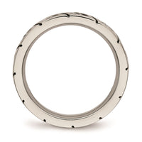 Titanium Polished Grooved CZ Ring | TB483 ,