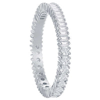 Classic Women's Round and Baguette CZ Band Ring - W-2673 ,