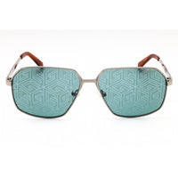 Guess Men's Sunglasses - Shiny Gunmetal Metal Geometric Frame Green Lens | GU00071 08N ,