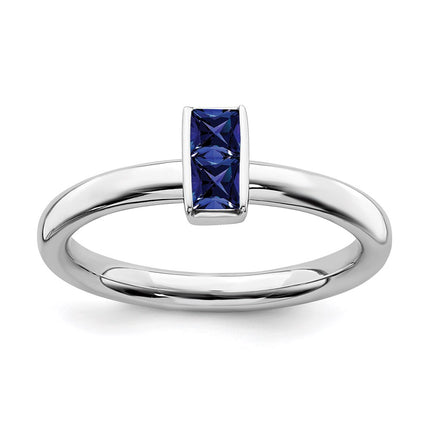 Sterling Silver Stackable Expressions Created Sapphire Ring | QSK2120 ,
