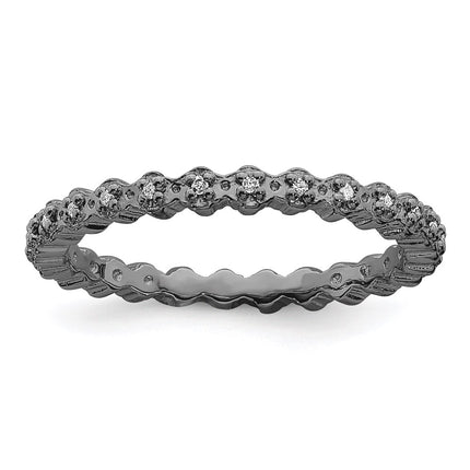 Sterling Silver Stackable Expressions Diamond Black-plated Ring | QSK348 ,