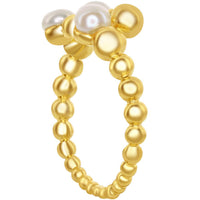 Classic Women's Gold FWP and Beaded Open Ring - W-2674 ,