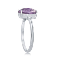 Sterling Silver Four-Prong Checkered 2.85cttw Amethyst Ring - W-2146 ,