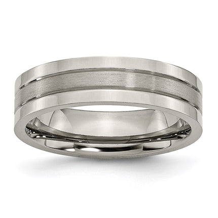 Titanium Grooved 6mm Brushed and Polished Band | TB188 ,