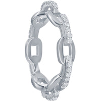 Classic Women's Silver White CZ Paperclip Ring - W-2664 ,