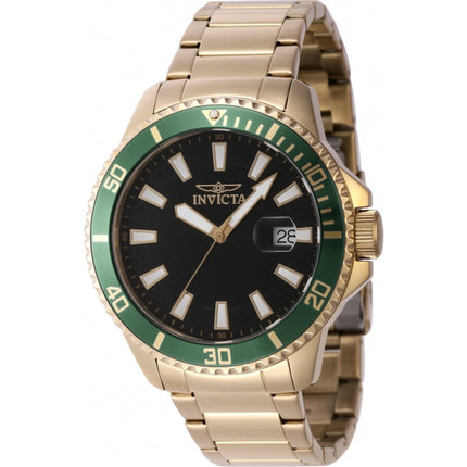 Invicta Men's Watch - Pro Diver Date Quartz Green/Gold Tone Bezel Bracelet | 46138 ,