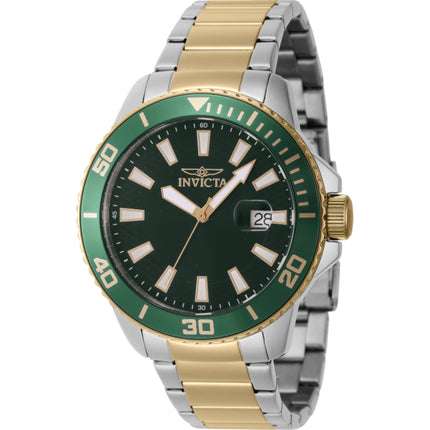 Invicta Men's Watch - Pro Diver Quartz Green Dial Two Tone Steel Bracelet | 46072 ,