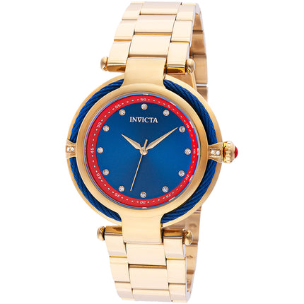 Invicta Women's Quartz Watch - Bolt Blue Dial Yellow Gold Steel Bracelet | 46427 ,