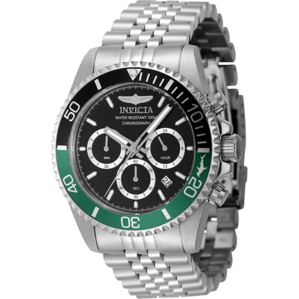 Invicta Men's Watch - Pro Diver Quartz Chrono Black Dial Silver Tone Bracelet | 48380 ,