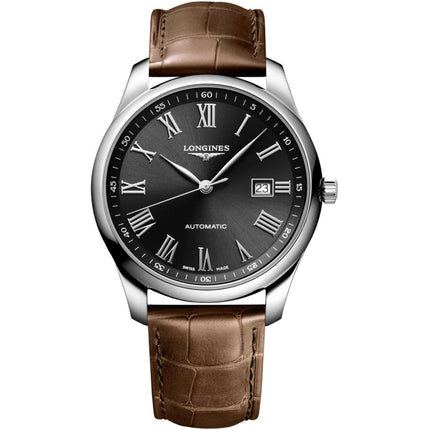 Longines Men's Watch - Master Automatic Black Dial Brown Leather Strap | L28934592 ,