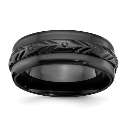 Black Zirconium Polished 8mm Band | ZCR103 ,