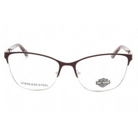 Harley Davidson Women's Eyeglasses - Shiny Bordeaux Metal Cat Eye Frame | HD0553 069 ,