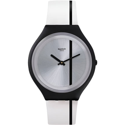 Swatch Unisex Watch - Skin Skinthrough Silver Dial Silicone Rubber Strap | SVUB102 ,