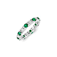 Sterling Silver Stackable Expressions Created Emerald Ring | QSK1220 ,