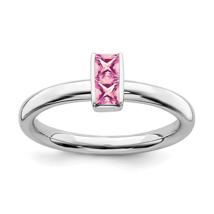Sterling Silver Stackable Expressions Pink Tourmaline Ring | QSK2121 ,