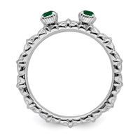 Sterling Silver Stackable Expressions Created Emerald Two Stone Ring | QSK1592 ,